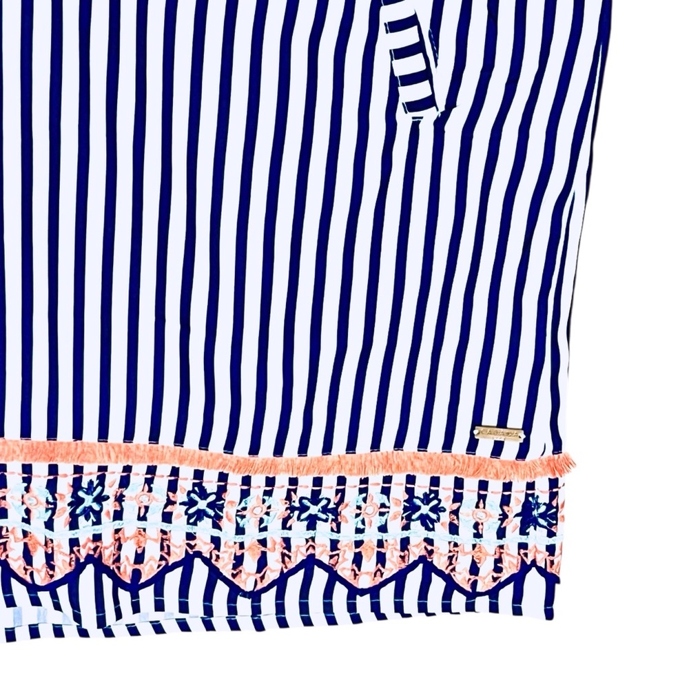 Cabana Life St. Barts Dress Sleeveless UPF 50+ Embroidery Fringe/Trim Tunic XL - Picture 7 of 16